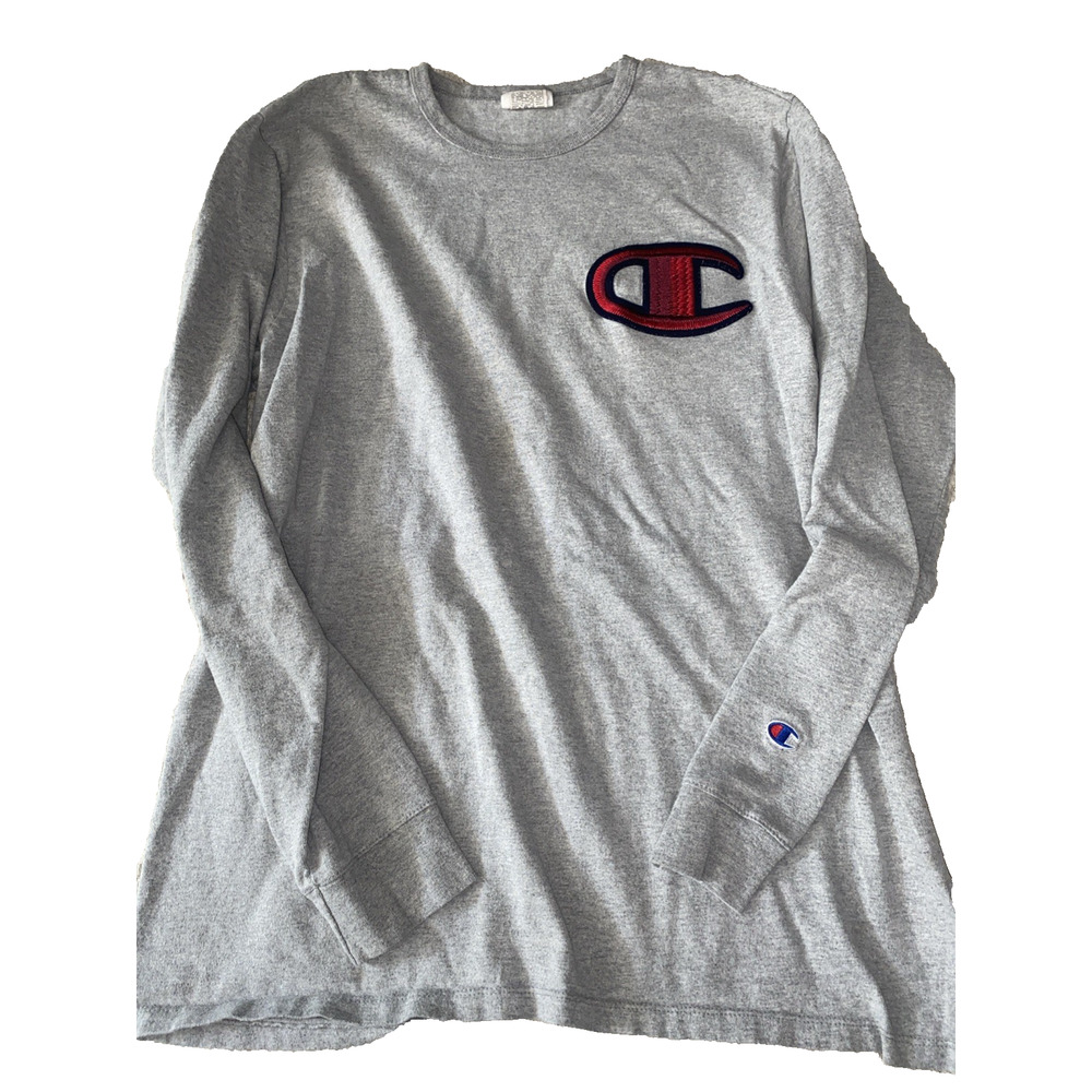 Champion Floss Stitch C Logo Heritage Long Sleeve Tee Oxford Gray Men’s X-Large